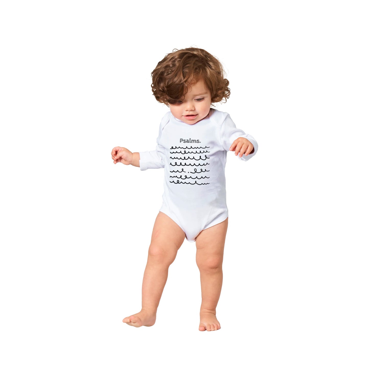 Psalms Baby Bodysuit, Wh-Blw