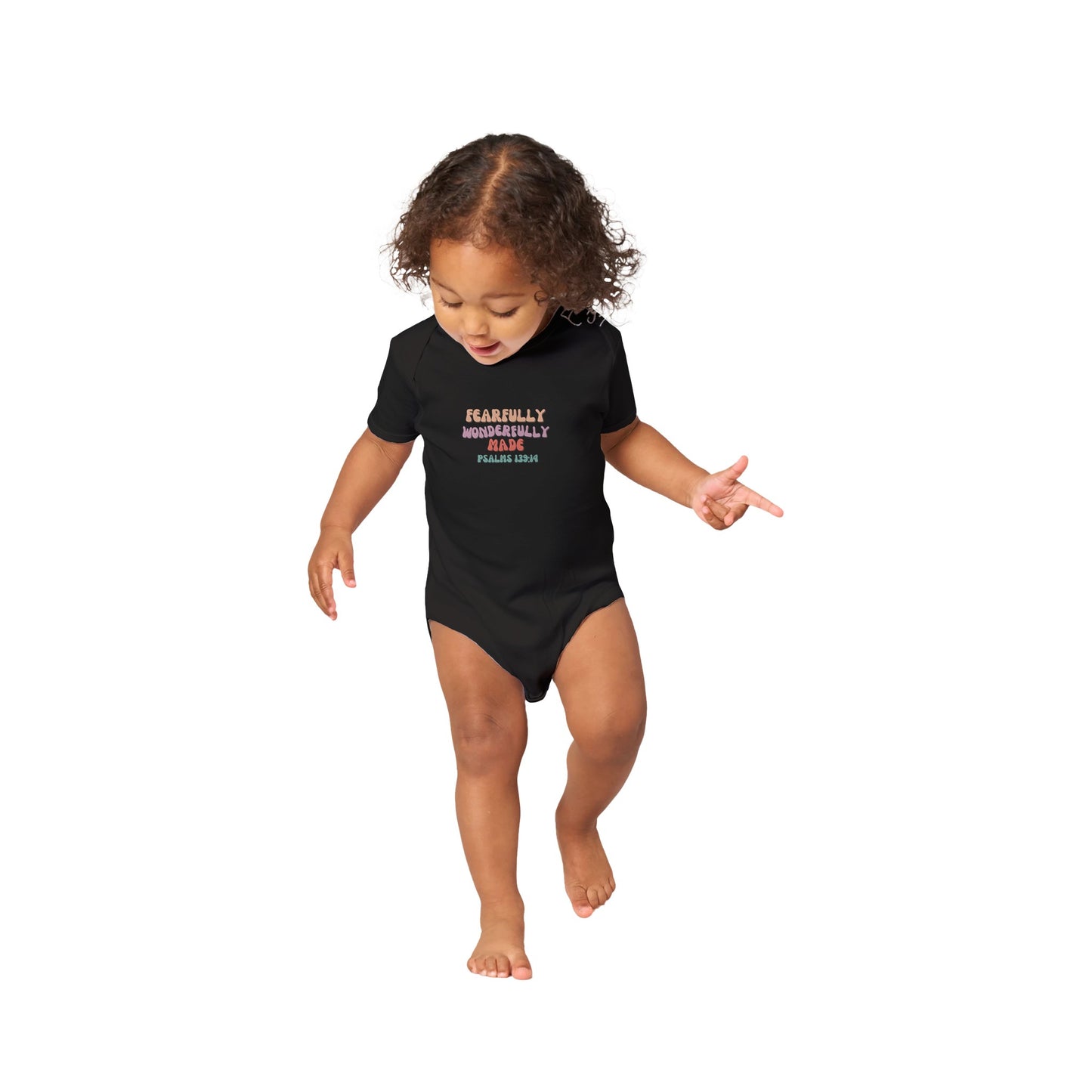 Psalms 139:14 Baby Short Sleeve Bodysuit C multi-color