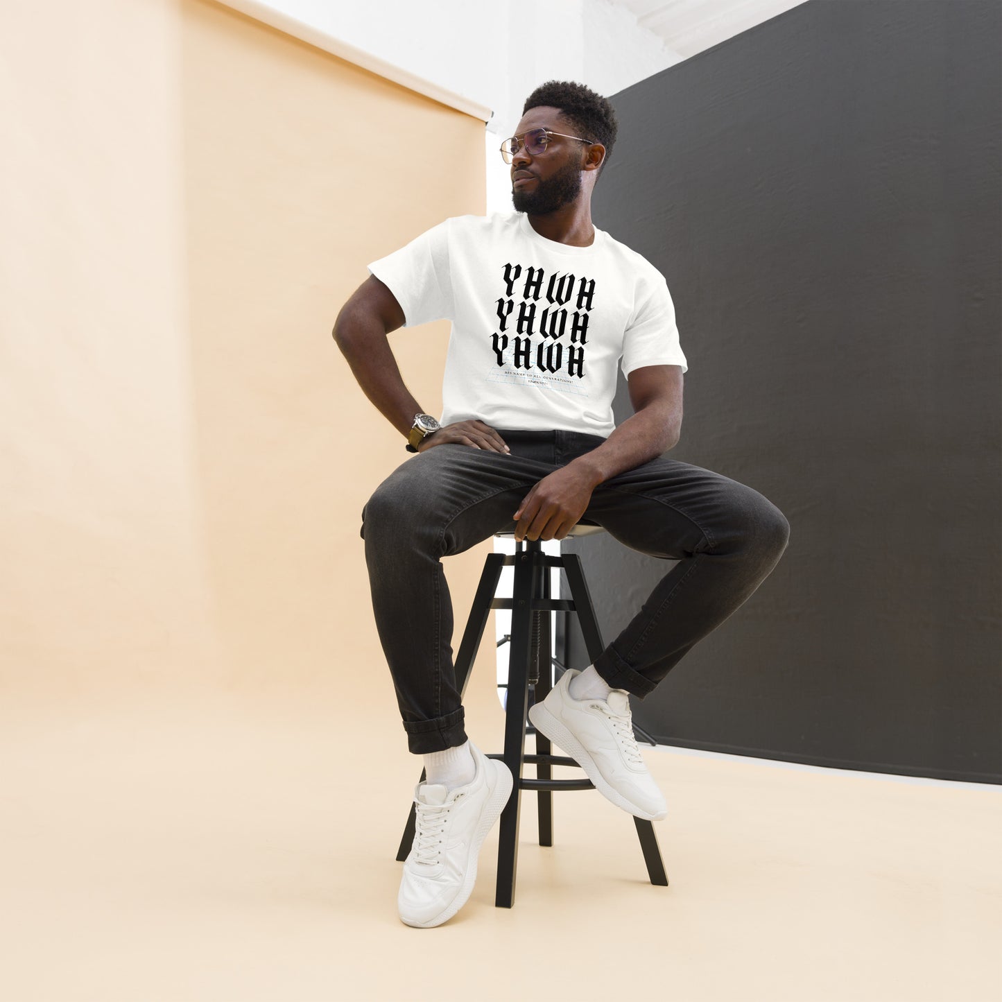 YHWH Men's White Classic Tee