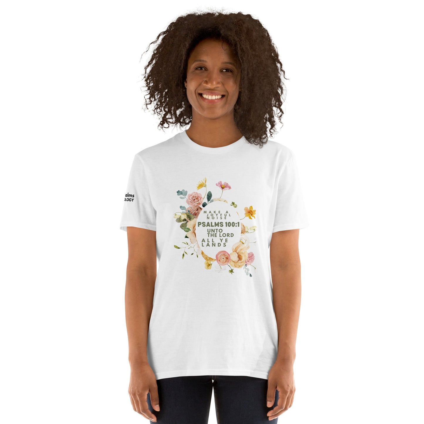 Floral Psalm 100:1 Short-Sleeve T-Shirt