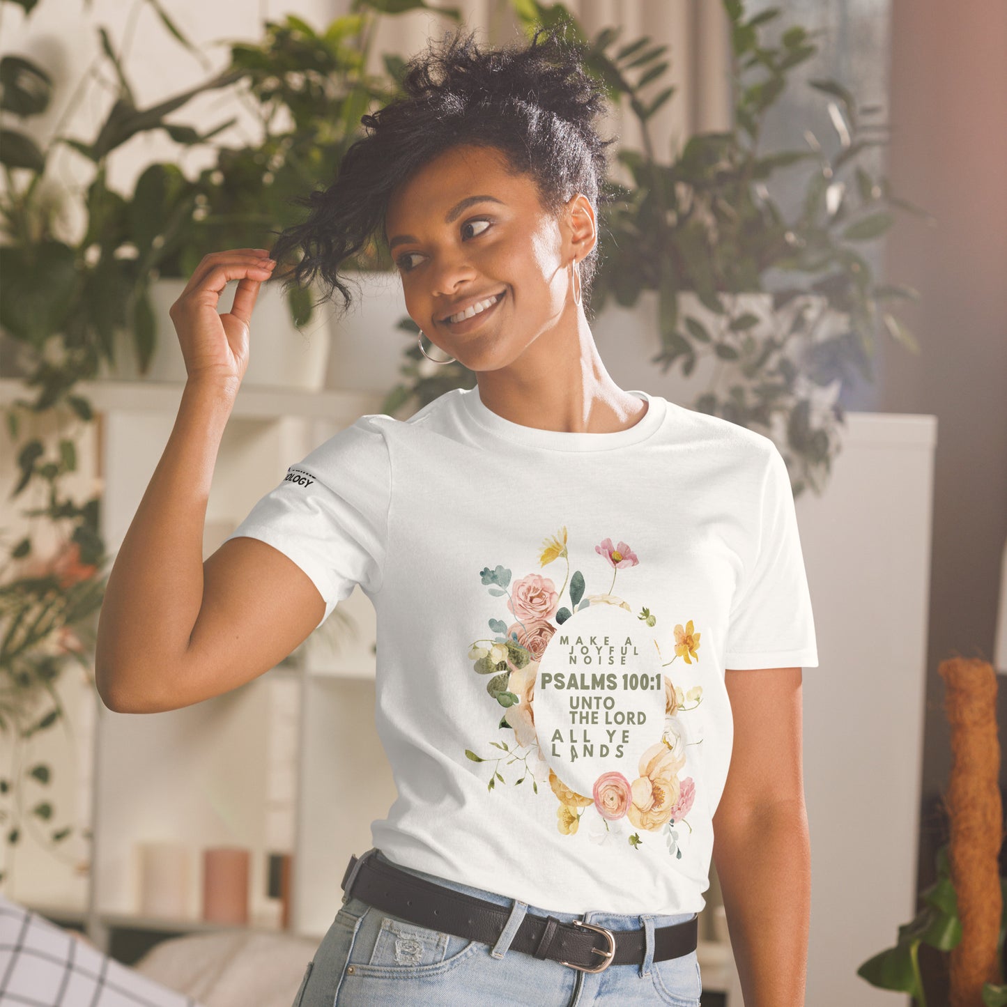 Floral Psalm 100:1 Short-Sleeve T-Shirt