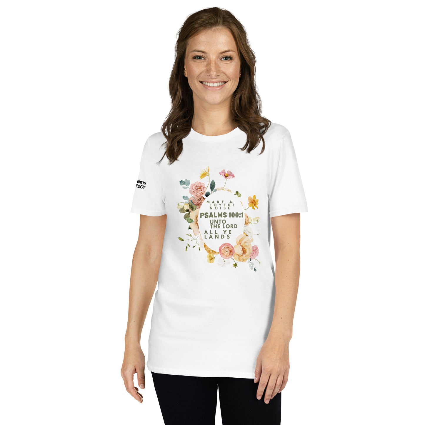 Floral Psalm 100:1 Short-Sleeve T-Shirt