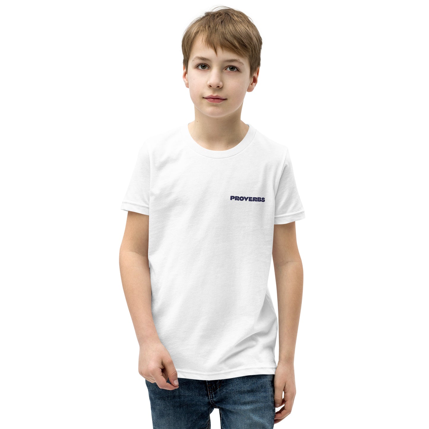 PROVERBS Youth Short Sleeve T-Shirt in WHITE