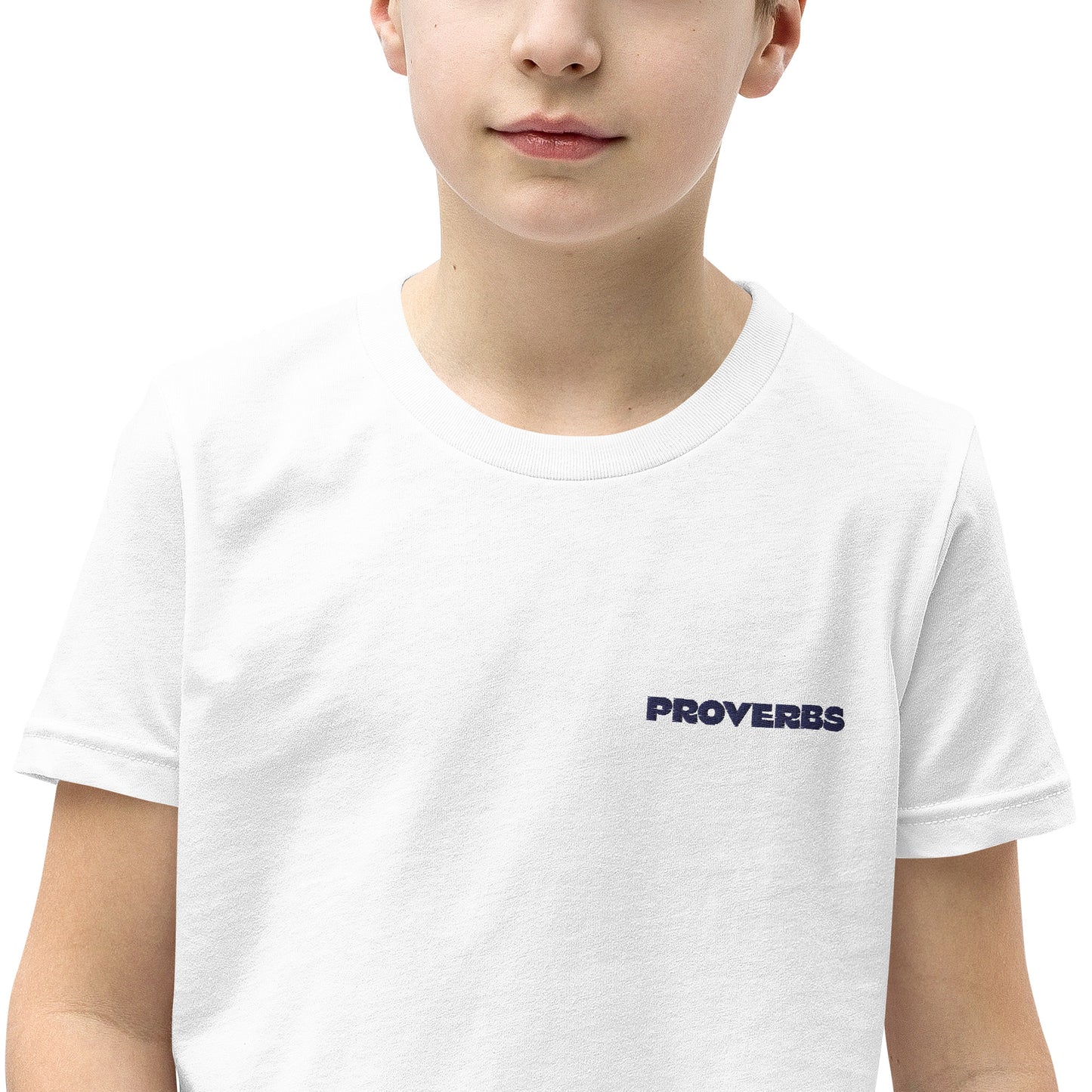 PROVERBS Youth Short Sleeve T-Shirt in WHITE