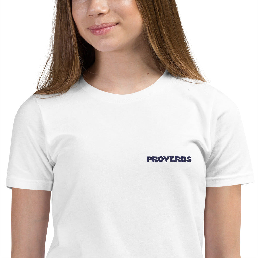 PROVERBS Youth Short Sleeve T-Shirt in WHITE